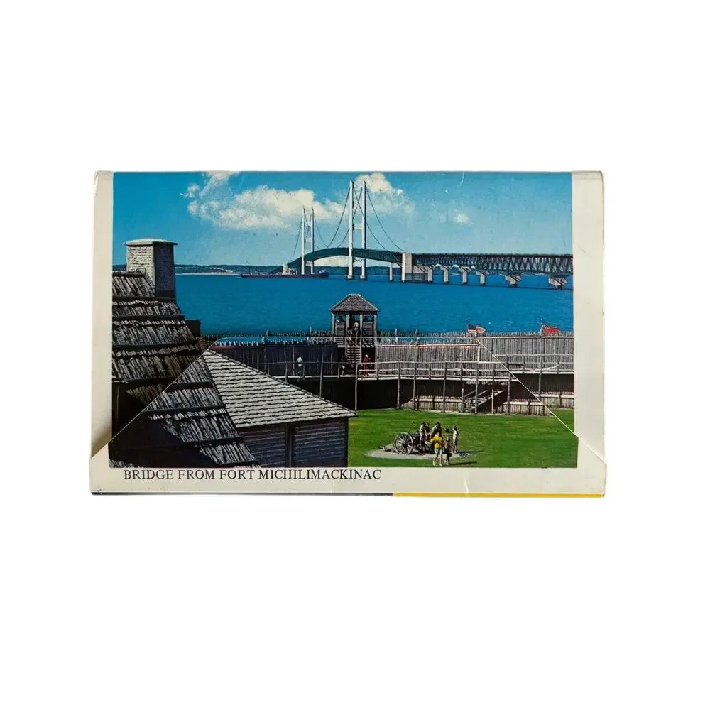 Vintage 1981 Accordion Postcards Mackinac Bridge Michigan 6 Double Sided Cards